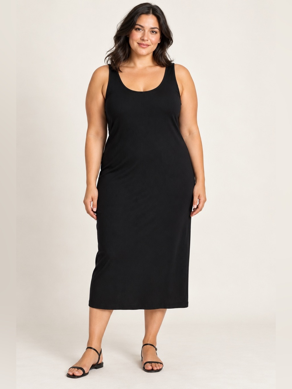 NWT Universal Standard Foundation Rib Tank Midi Dress Black M 18–20 Modal